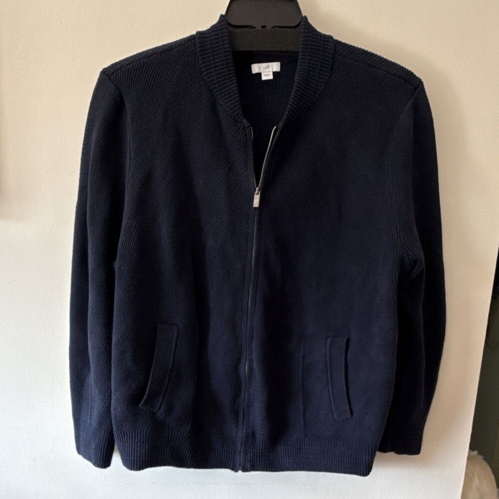 J. Jill Women's Full Zip Mock Neck Knit Sweater w/ Pockets Navy 2X